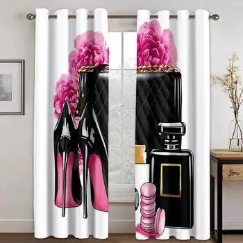 Luxury Curtains Designer Curtains Perfume High Heels Beauty cortinas for Women Bedroom Living Room Kitchen Window Grommet Top 2x60Wx50H(CM)&Rod Pocket