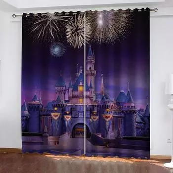 Роскошные шторы для гостиной 3D архитектурные замки цифровые печатные полиэстеровые шторы домашний декор шторы для спальни окна W70xH160cmx2&Grommet Top