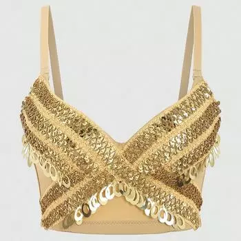 Роскошный дизайн блестящий корсет цвета хаки бюстгальтер с пайетками грудь с подкладкой укороченный топ женский пуш-ап бюстгальтеры укороченные майки карнавальная вечеринка клуб сцена диджей ds вечер 34B