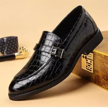 Luxury Designer New Crocodile Pattern Pu Leather Casual Shoes For Men Slip On Loafter Formal Wedding Dress Homecoming 38