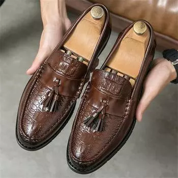 Luxury Designer New Men Tassels Thick Bottom Black Brown Shoes Moccasins Wedding Prom Homecoming Party Footwear Zapatos Hombre 38