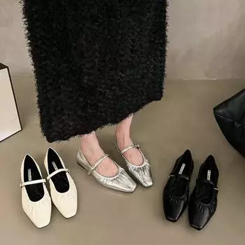 Роскошные дизайнерские женские туфли Мэри Джейн на плоской подошве, модные туфли-балетки с неглубоким вырезом и пряжкой, удобные женские туфли с мягкой подошвой и плоским каблуком 35