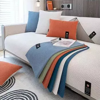 Luxury Diagonal Grid Sofa Cover Europe Four Season Universal Chenille Sofa Cushion Slipcover Non-slip Sofa Towel for Living Room 70x70cm 1pcs