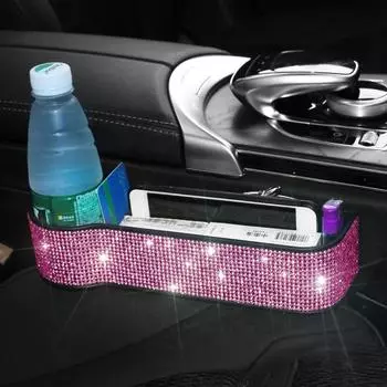 Luxury Diamond Car Crevice Storage Box Charger Seat Gap Slit Pocket Seat Organizer Card Phone Bottle Cups Holder Car Accessories