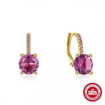 Luxury Diamond Set S925 Sterling Silver Classic Versatile Four-Claw Gemstone Earrings Earrings Earrings 925 Silver