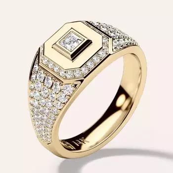 Luxury European and American New Gold-plated Zircon Men s Rings, Wholesale Men s Domineering Rings Full of Diamonds No. 7