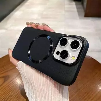 Роскошный модный кожаный магнитный чехол для телефона Litchi для iPhone 15 14 13 12 11 Pro Max противоударный чехол iPhone 12 чёрный