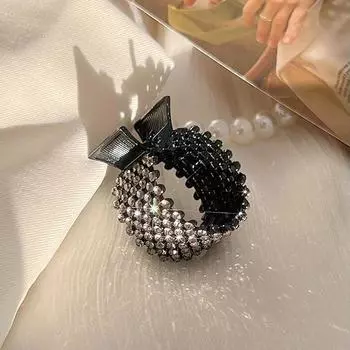 Luxury Fashion Pearl Rhinestone Metal Hair Clip Women Girls Mini High Ponytail Holder Crystal Hair Claws Elegant Party Headdress