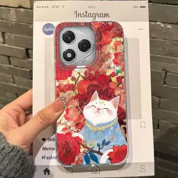 Luxury Flowers Lucky Cat Girls Case For Honor 400 Pro X9c Magic7 Magic6 200 Lite Smart X9a X8a X8b X8c X7c X7b X8 Fundas Cover Honor 400 Pro белый