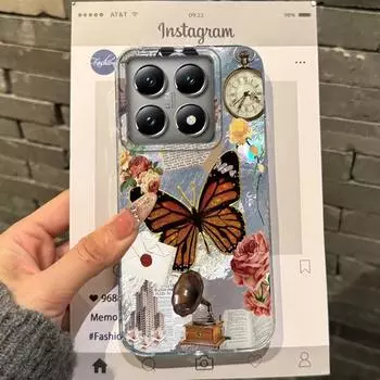 Luxury Flowers Snake Butterfly Girls Women Phone Case For Xiaomi 14T 13T Pro 14Tpro 13Tpro 11 Lite 5G NE Shockproof Fundas Cover Xiaomi 14T белый