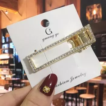 Luxury Full Crystal Hair Clip For Women Korean Square Hairpins Geometric Hair Barrettes Girl Hair Accessories Hairgrip