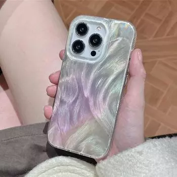 Роскошный чехол для телефона с позолоченным пером и лазером для iPhone 15 14 Pro Max 13 11 12Pro Max, противоударный защитный чехол с цветным градиентом For iPhone 11