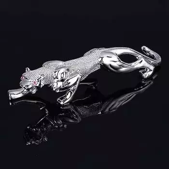 Luxury Golden Leopard Showpiece – Realistic Jaguar Design | Premium Car & Home Decor Piece for Good Luck, Classy Dashboard Figurine | серебряный