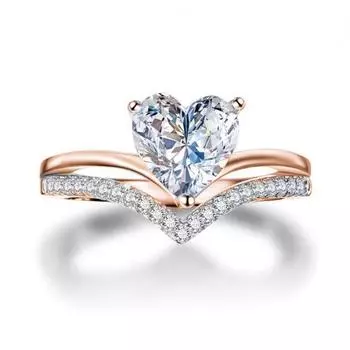 Luxury Heart Shape Zircon Engagement Ring ARI 10 ярко-розовый