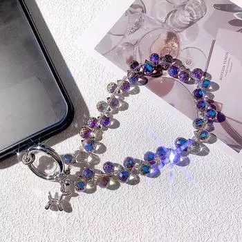 Luxury High-End Crystal Bead Mobile Phone Lanyard Water Drop Crystal Hanging Chain Hand-Beaded Wrist Chain Hand-Held Pendant PP