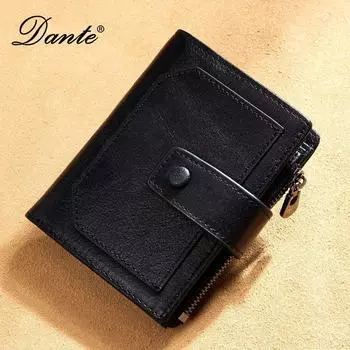 Luxury High-End Men Wallet Leather Zipper Fashion Small Men s Retro Wallet Driving License Youth Wallet Black (first layer cowhide)