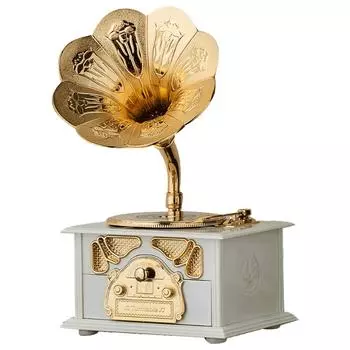 Luxury Home Ornaments Vintage Antique Wooden Metal Phonograph Music Box for Home Desktop Decoration Music Box Ornament Gifts