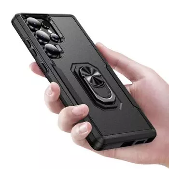 Luxury Kickstand Cover Case for Samsung Galaxy S25 Ultra S24 Plus FE 5G Mobile Phone Bag for Samsung S25 for Galaxy S25 чёрный