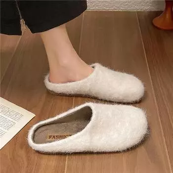 Luxury Lambwool Moccasins Femme Winter Cotton Shoes Women Warm Plush Loafers Comfy Curly Sheep Fur Flats Woman Large Size 35-42 35 белый