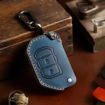 Luxury Leather Car Key Case Cover Case Fob Protector Keychain Holder Accessories for Jeep Wrangler Jl JK Sahara Robin Hood Shell