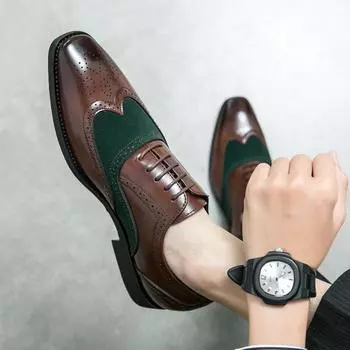 Роскошные кожаные мужские туфли с резным узором, деловые, свадебные, коричневые, черные, со шнуровкой, с пряжкой, с острым носком, мужские, размер 48 38 чёрный