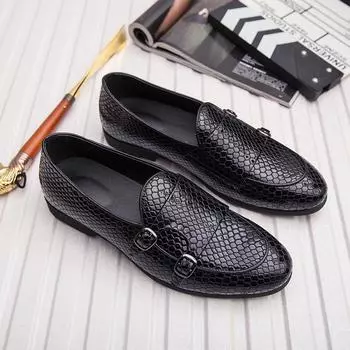 Luxury Leather Mens Casual Shoes British Style Elegant Business Shoes for Men Slip On Loafers Classic Brand Designer Dress Shoes 38 чёрный