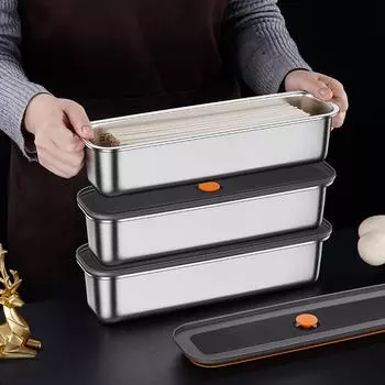 Luxury LFGB Certificate 304 Stainless Steel Crisper Air Exhaust Well Sealed Fresh Keeping Food Container Fridge Box for Noodles