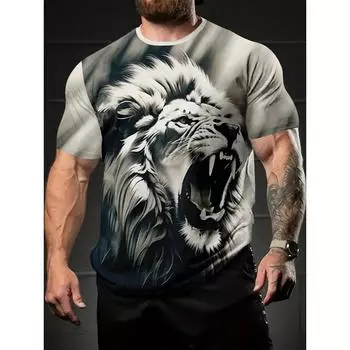 Luxury Lion Graphic T-Shirt for Men Cool Animal 3D Printed Quick-drying T Shirts Summer Sport O-Neck Tops Short Sleeve Tshirt S