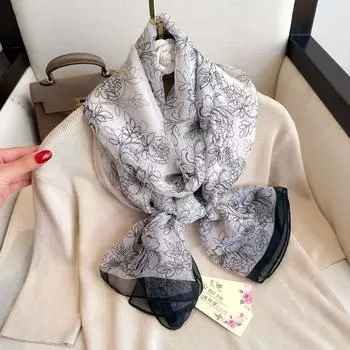 Luxury Luxury Silk Scarf Elegant Thin Silk Scarf Fashion Women Hijab Shawls Beach Style17