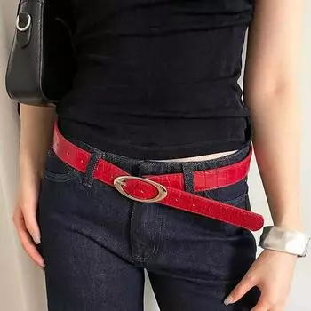 Luxury Lychee Pattern Waist Belt Designer Dress Jeans Belt Fashionable Women s Belt Spicy Girls красный
