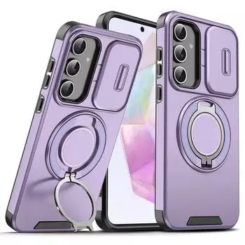 Luxury Magnetic Phone Case for Samsung A07 A17 A56 A36 Galaxy A26 A16 A06 A55 A35 A25 A15 4G 5G Ring Stand Protect Camera Cover For Samsung A07