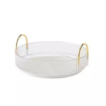 Luxury Makeup Holder With Rotating Table - Durable And Anti-rust Coating Dressing Table Storage Rack