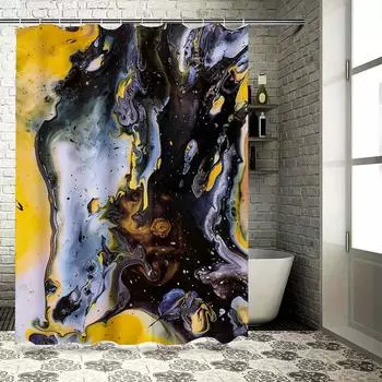 Luxury Marble Shower Curtain with Gold Black White Blue Design for Bathroom Decorations 180 x 240cm Size Customizable 90x180cm