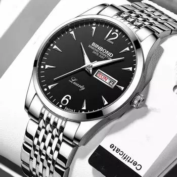 Роскошные мужские кварцевые часы водонепроницаемые дата неделя светящиеся наручные часы из нержавеющей стали мужские часы мужские спортивные