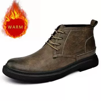 Luxury Men s Cotton Genuine Leather Boots Work Boots Men s Casual Shoes Fashionable Short Boots Hot Selling In Europe America 38