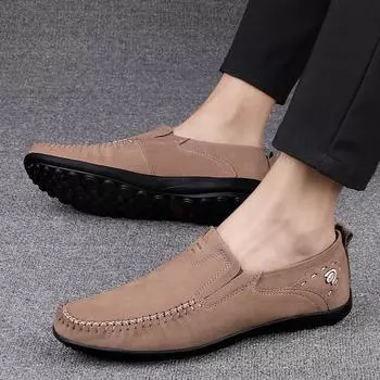 Luxury Men s Genuine Leather Shoes Anti-slip Rubber Loafers Men Soft Man Casual Shoes Leather Moccasins Brand Male Driving Shoes 37