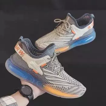 Роскошные мужские спортивные туфли 2024 года, новые дышащие сетчатые кроссовки с желеобразной подошвой, модные повседневные туфли для молодежи, кроссовки для студентов, мужские 39 бежевый