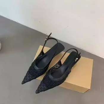 Luxury Mesh Women Heeled Sandals Designer Mid Heels Shoes Woman Slides Fashion Summer New Style Popular Elegant Walking Sandals 35