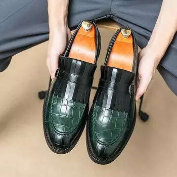 Luxury New Designer Men s Pointed Mix Colors Tassels Wedding Monk Strap Leather Shoes Male Casual Loafers Formal Dress Footwear 38