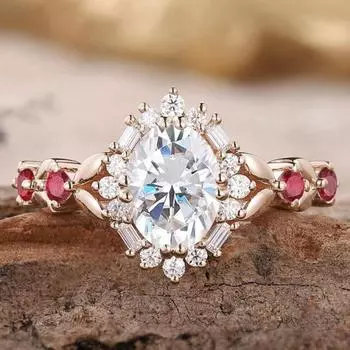 Luxury New Exquisite High-end Rose Gold Inlaid Zircon Ring Ins Colored Treasure Ring European and American Jewelry No. 6