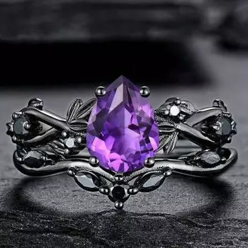 Luxury New Fashion Ring Gun Black Inlaid Purple Diamond Ring European and American Ins Engagement Jewelry Women s Models No. 5