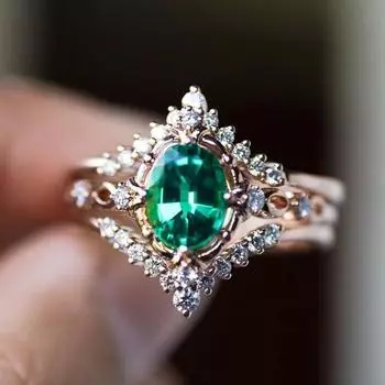 Luxury New rose gold cross ring with emerald women s diamond ring versatile jewelry No. 6