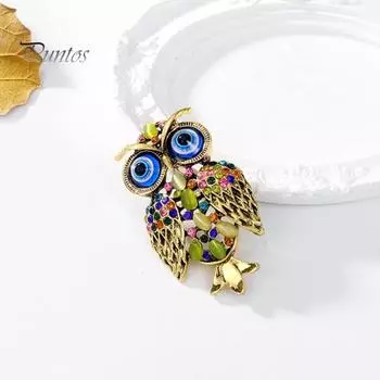 Роскошная брошь в форме совы, красочные сверкающие стразы, инкрустированная булавка для свадебного платья, женский свитер, пальто, ювелирные аксессуары жёлтый