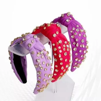 Luxury Pearl Head Hoop Knot Style Baroque Headband Vintage Rhinestone Pearl Hairband Ladies White Rhinestone