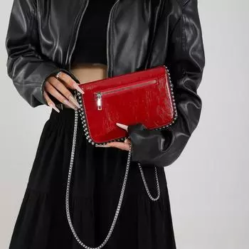 Роскошная сумка на плечо из плутониевой кожи с боковыми карманами для женщин, сумки на цепочке для телефона, сумки через плечо для мобильных телефонов, модные сумки в стиле панк