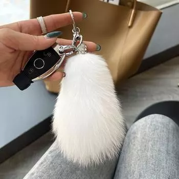 Luxury Rabbit Fur Toys Hairball Plush Ball Pendant Exquisite Fur Tail Keychain Children темно серый