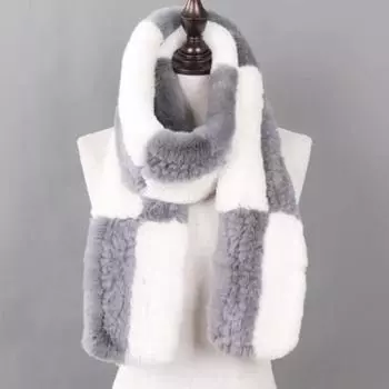 Luxury Real Rex Rabbit Fur Scarves Long Style Women Genuine Fur Mufflers Russian Ladies Winter Warm Knit Natural Fur Scarf 170cm