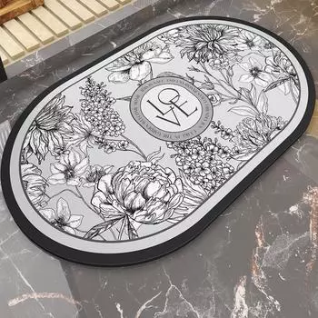 Luxury Retro Diatomaceous Earth Bath Mat Foot Mats Absorbent Bathroom Floor Mat Anti-slip Quick Dry Toilet Carpet Porch Area Rug 40cmx60cm