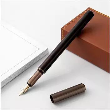 Luxury Retro Wood Bronze 0.5mm Fountain Pen Office Business Writing Art Calligraphy Ink Pens School Student Stationery Gifts
