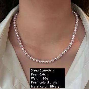 Luxury Rose Purple Pearl Beads Chain Necklace For 2024 Korean Edition Elegant Jewelry Women s Sexy Clavicle Chain Accessories Light purple